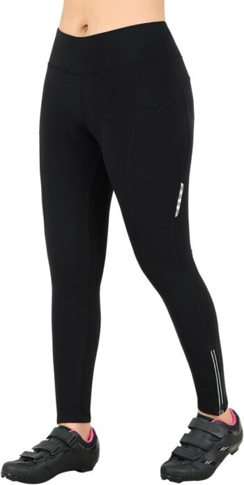 Women's Cycling Pants 3D Padded Compression Tight, Long Bike Bicycle Pants with Wide Waistband