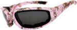 Womens Motorcycle Glasses Foam Padded Pink Frame Cycling Riding Glasses UV400 Polycarbonate Motorcycle Goggles for Women