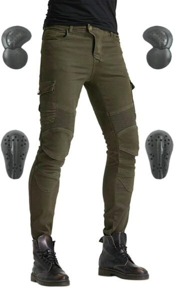 Men's Motorcycle Riding Pants Denim Jeans  Pads Equipment with Knee and Hip Armor Pads  (Black, XL=34)