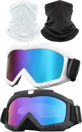 Dirt Bike Goggles, Motorcycle Goggles 2 Pack  Goggles Riding Goggles Ski Goggles Windproof Glasses Racing Goggles