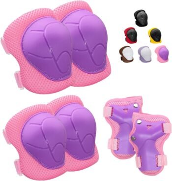 Knee Pads for Kids， Knee Pads and Elbow Pads Set Toddler 3-10 Years Protective Gear Set for Girls Boys with Wrist Guards for Skating Cycling Bike Rollerblading Scooter