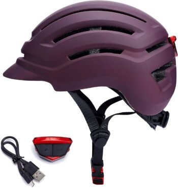 Adult Bike Helmet for Men Women, Mountain Road Bicycle Helmet with USB Rechargeable Taillight