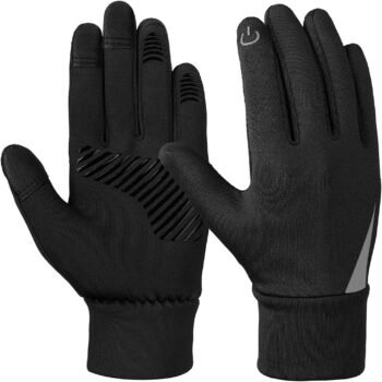 Kids Winter Gloves Back Water Resistant Touchscreen Warm Soft Lining Gloves for Boys Girls 3-15 Years Black